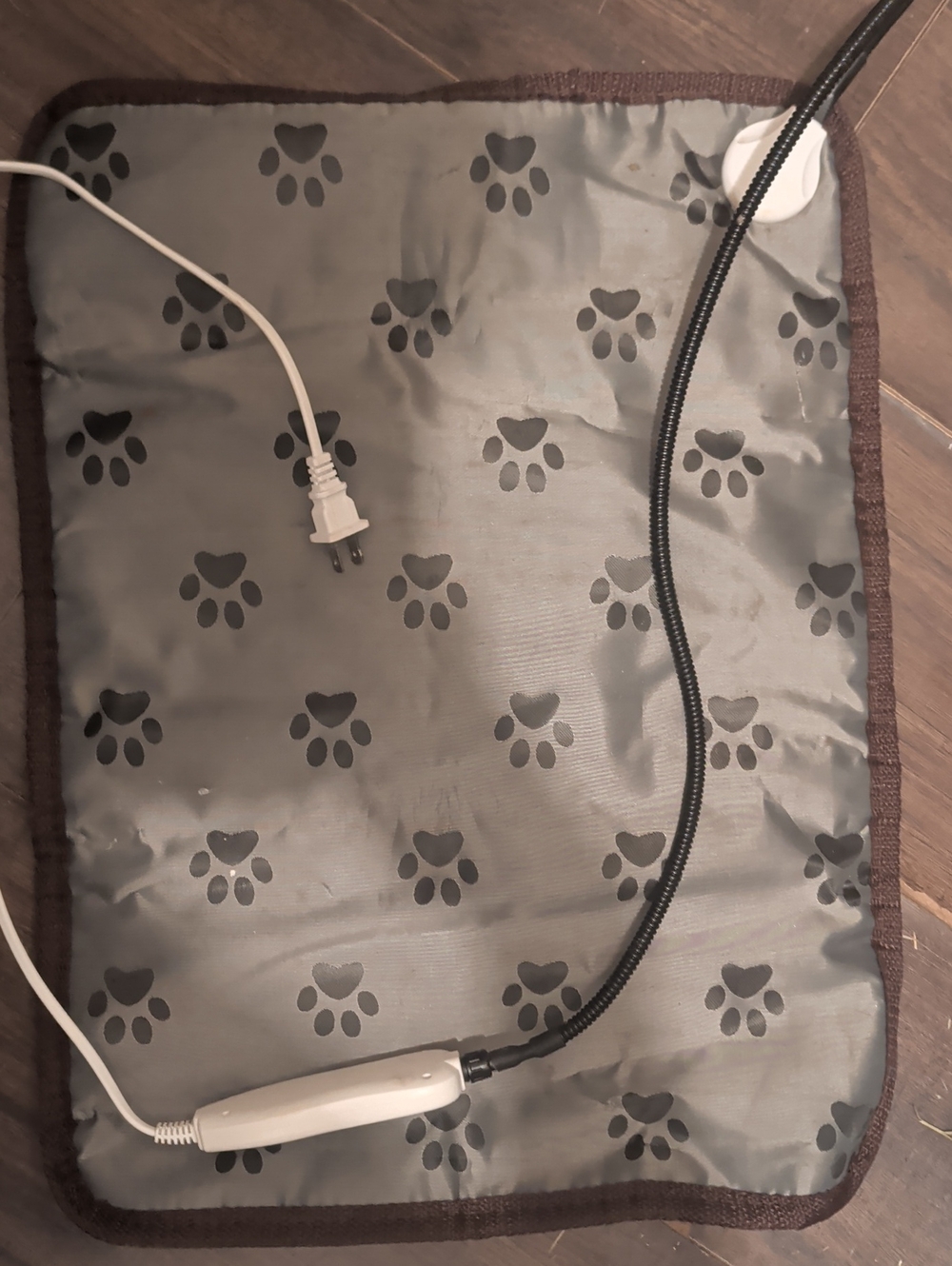 Heated Pet Pad - Gray Paw Print Heated Dog Mat